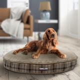 Kirkland Signature 42" Round Pet Bed in Charcoal in Tan Plaid
