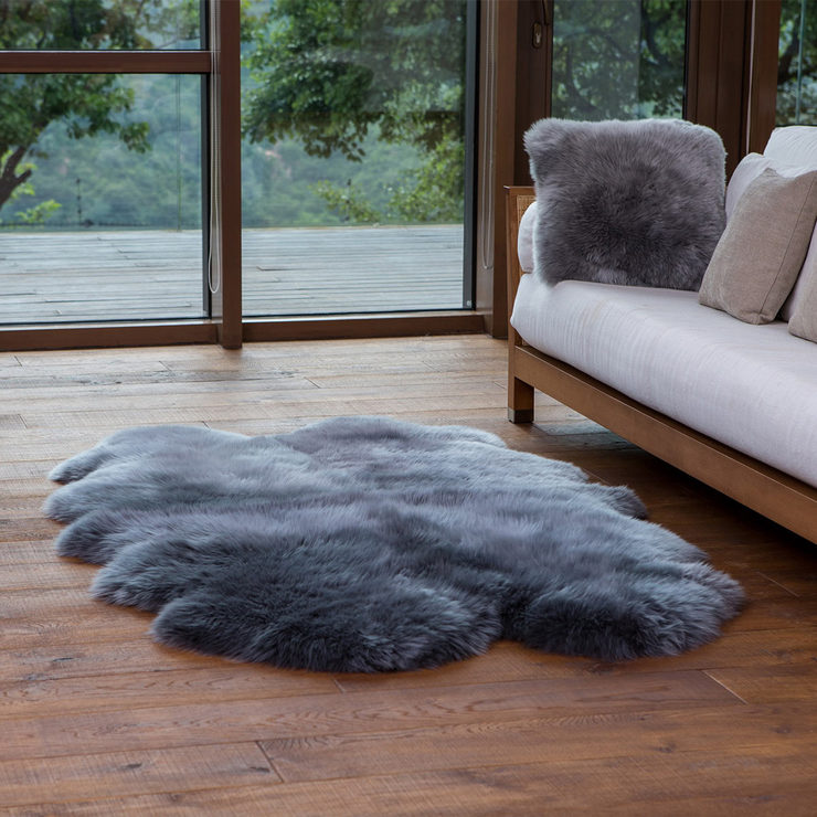 Windward 100 Sheepskin Quad Rug, Grey Costco UK