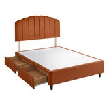 Silentnight Velvet 4 Drawer Divan Base with Merlin Headboard in Amber in 3 Sizes