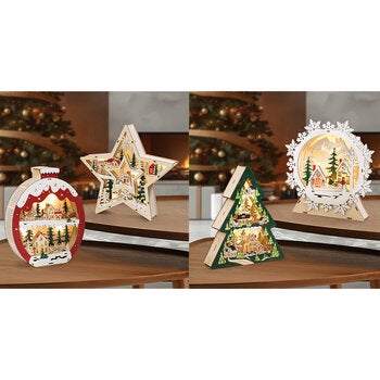Light Up Wooden Holiday Icons-Set Of 2 Light Up Wooden Holiday Icons-Set Of 2