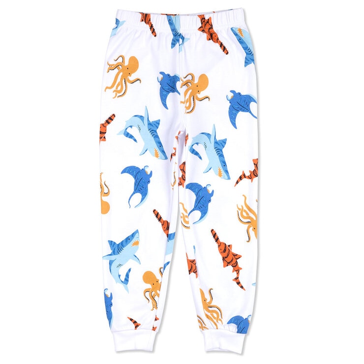 Pekkle Summer Pyjama 4 Piece Set in Octopus & Sharks, 3 Years