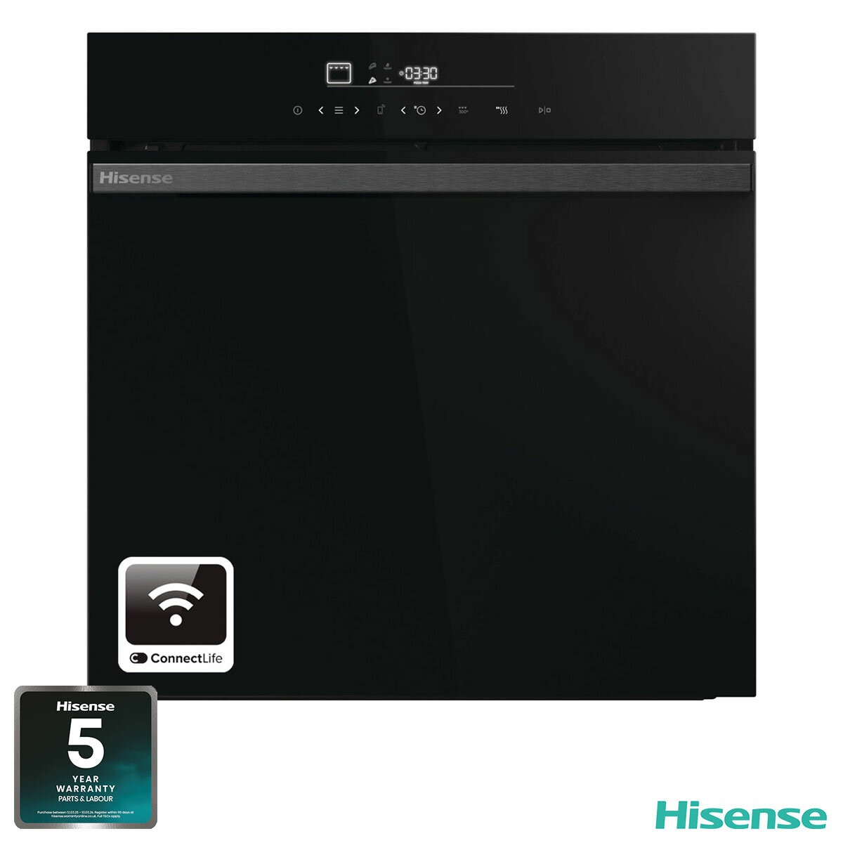 Hisense Hi6 BlackLine HO66FAPizzaChef Electric Pyrolytic Smart Oven, A+ Rated in Black