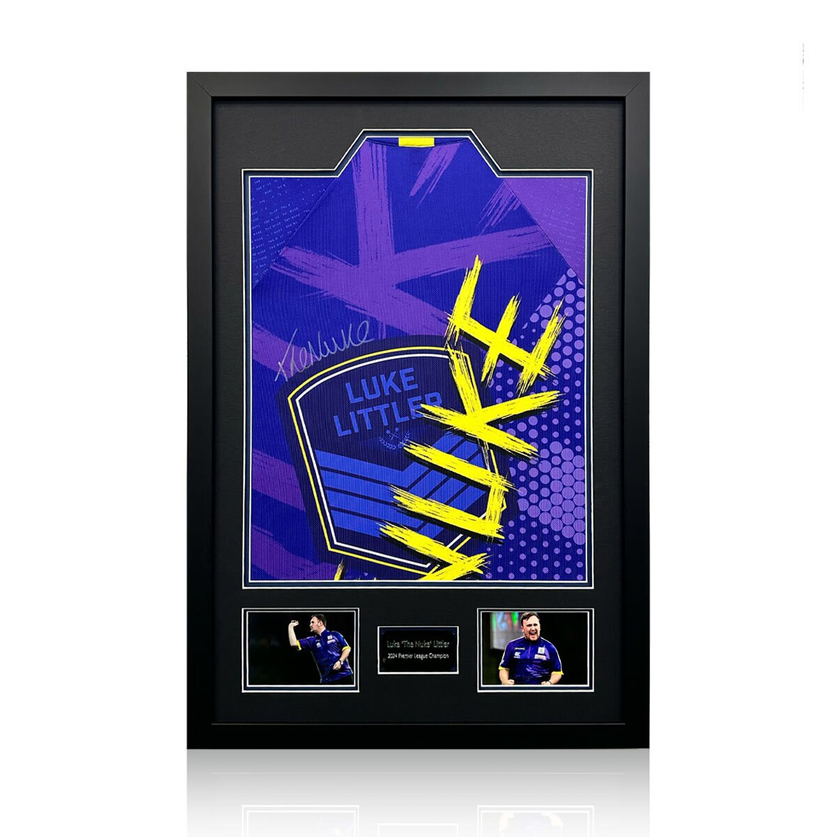 Luke Littler Back 2023/24 Signed Framed Shirt, including 2 Photos Luke Littler Back 2023/24 Signed Framed Shirt, including 2 Photos