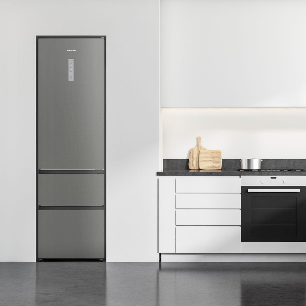 Hisense RM469N4ACDUK Fridge Freezer, D Rated in Stainless Steel