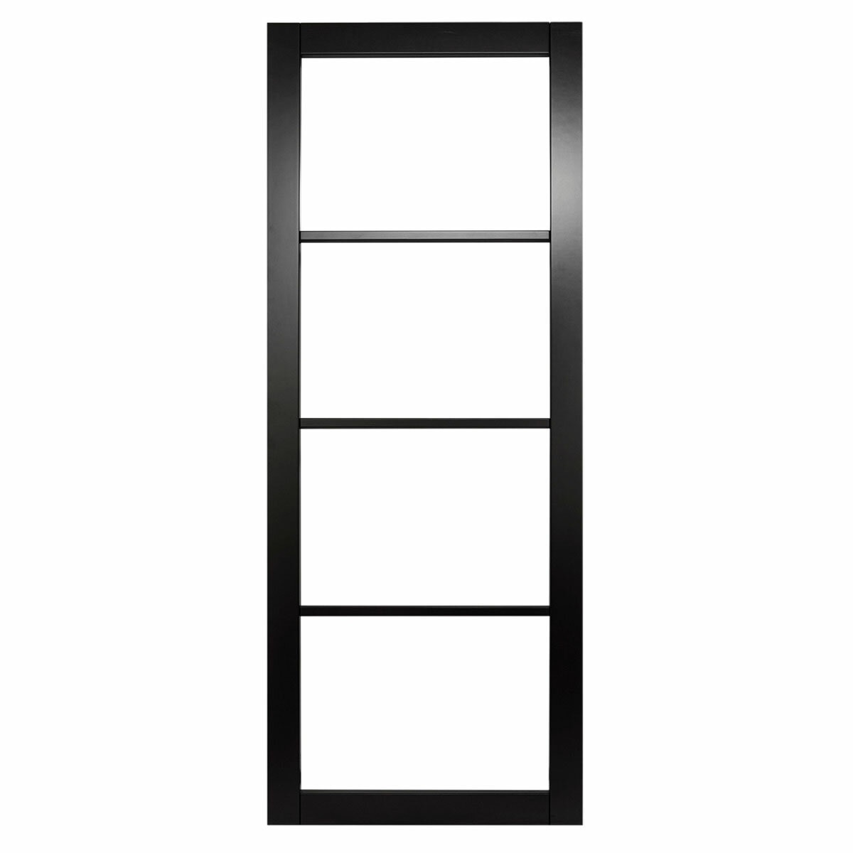 Mendes Industrial Solid Internal Door With Slim Handle Pack- Black Rome Glazed in 3 Sizes