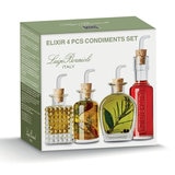 Luigi Bormioli Elixir 4 Piece Glass Condiments Set with Pouring Spouts