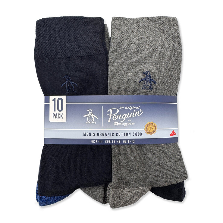 Penguin Men's Premium Organic Cotton Socks, 10 Pack