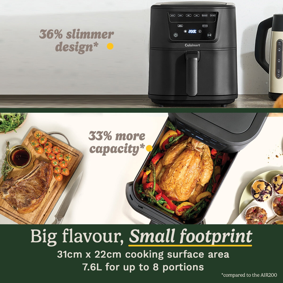 Lifestyle image of Cuisinart 7.6L Air Fryer cooking up to 8 portions