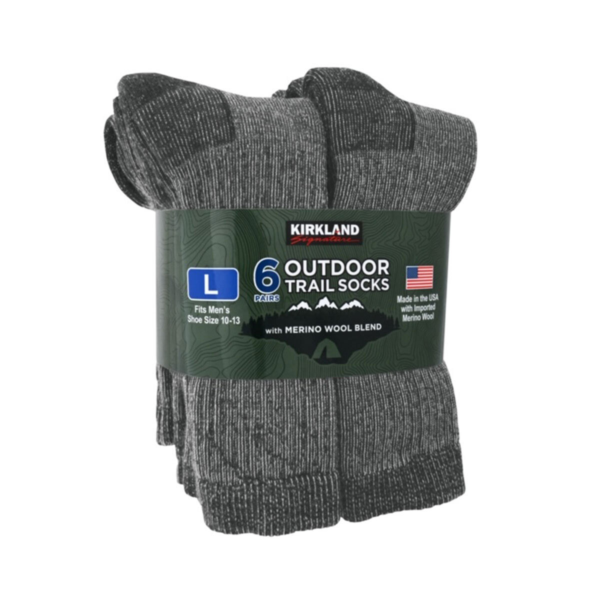 Kirkland Signature Mens Outdoor Trail Sock 6 Pack Size L UK 10-13 