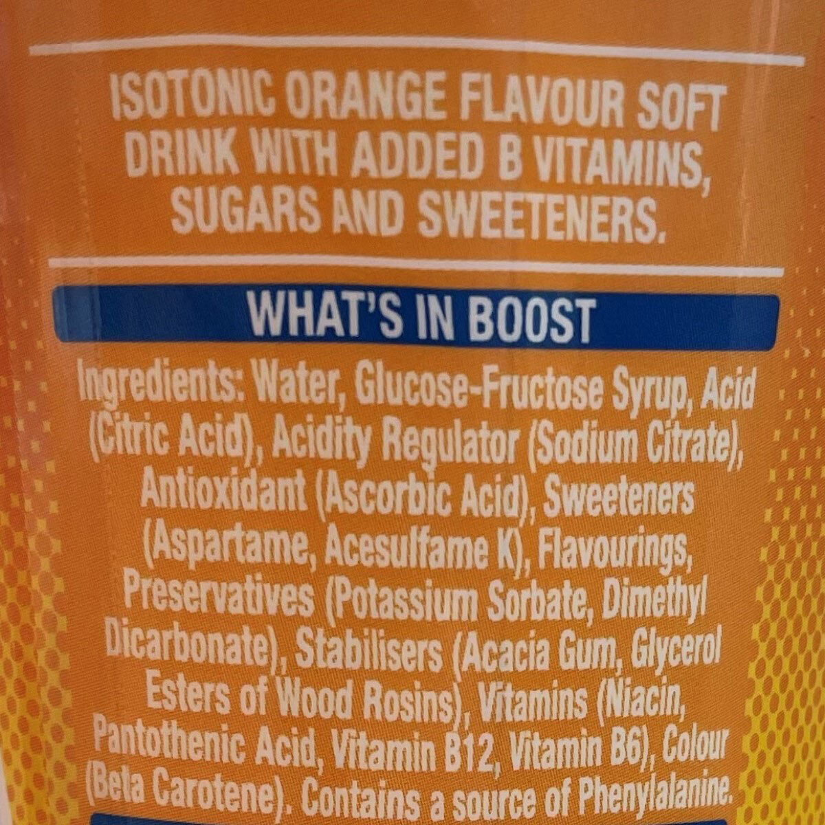 Close up image of ingredients list