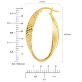 14ct Yellow Gold Twisted Oval Hoop Earrings