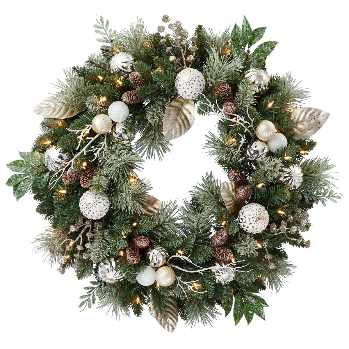 Buy 30in Wreath in Silver Overview2 Image at Costco.co.uk