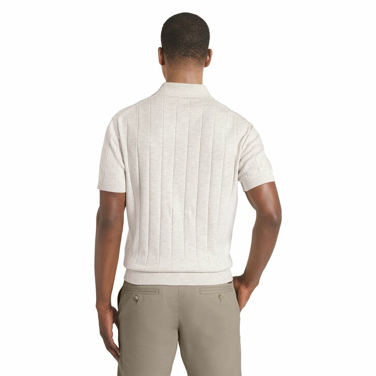 Chaps Men's Ribbed Knit Polo in Oatmeal Chaps Men's Ribbed Knit Polo in Oatmeal
