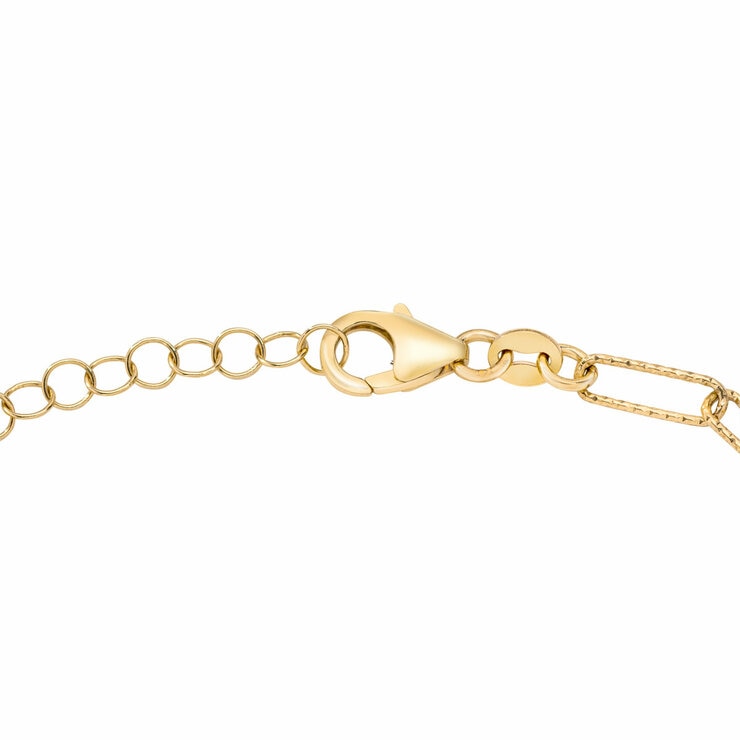 Round Cut Topaz Paperclip Bracelet 14ct Yellow Gold