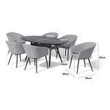 Maze Ambition 7 Piece Oval Dining Patio Set + Cover (in Oatmeal)