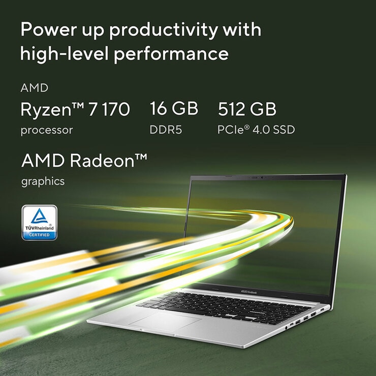 ASUS Vivobook Go, AMD Ryzen 5, 16GB RAM, 512GB, SSD, 15.6 Inch Laptop, E1504FA-BQ2889W