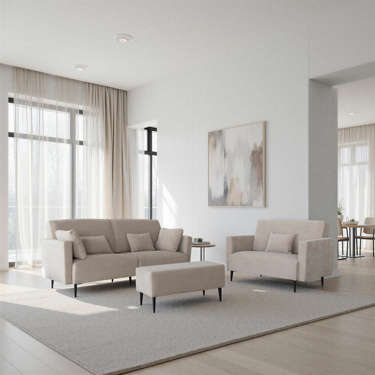 MOONAP Monroe Beige Fabric Loveseat MOONAP Monroe Beige Fabric Loveseat