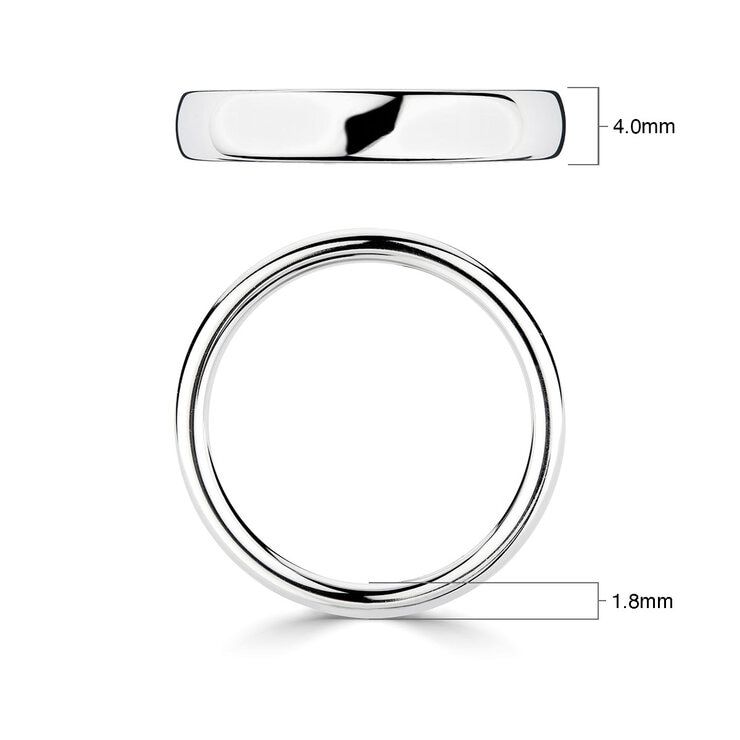 4.0mm Basic Court Wedding band. Platinum