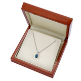 Oval Cut London Blue Topaz & 0.10ctw Diamond Pendant, 18ct White Gold