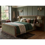 Travis Bed Green Velvet Bed Frame, King Size