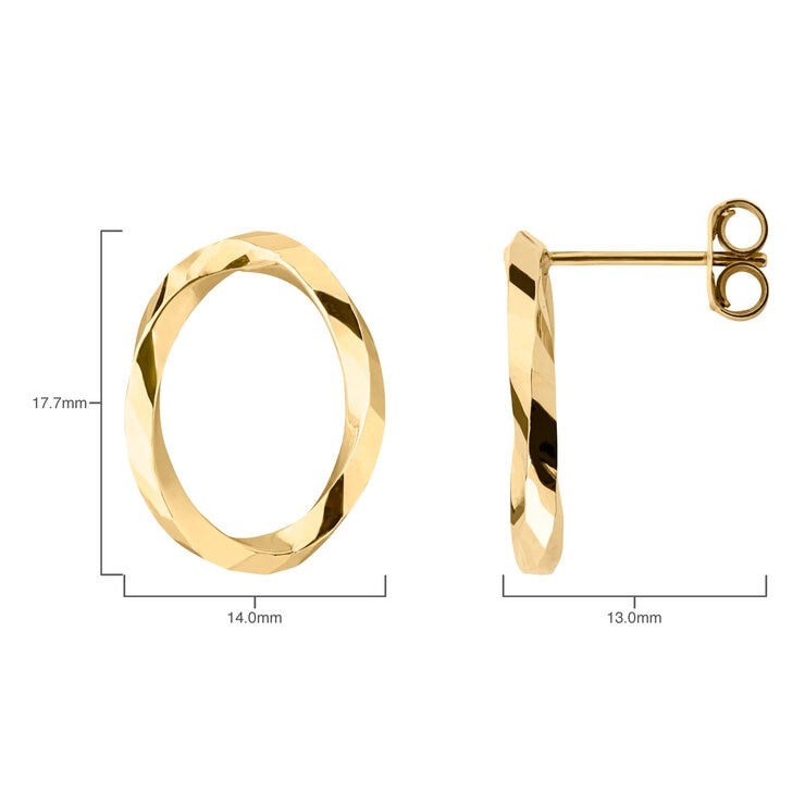 14ct Yellow Gold Twisted Oval Stud Earrings 14ct Yellow Gold Twisted Oval Stud Earrings