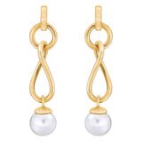 9-9.5mm Cultured Freshwater White Pearl Twist Earrings, 14ct Yellow Gold