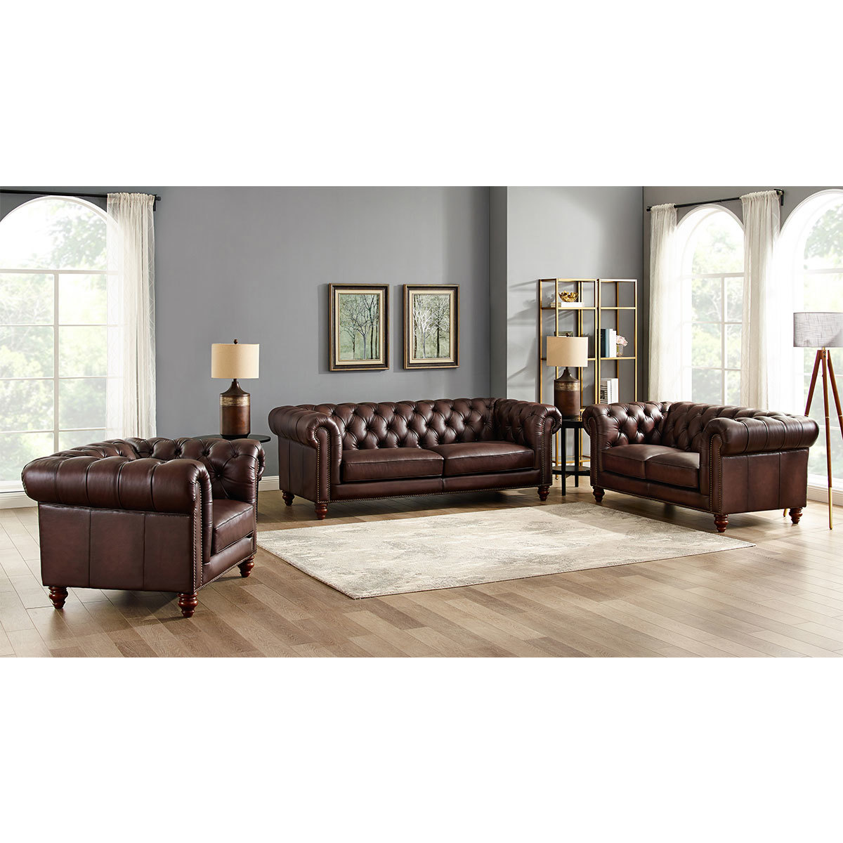 Allington 3 Seater Brown Leather Chesterfield Sofa