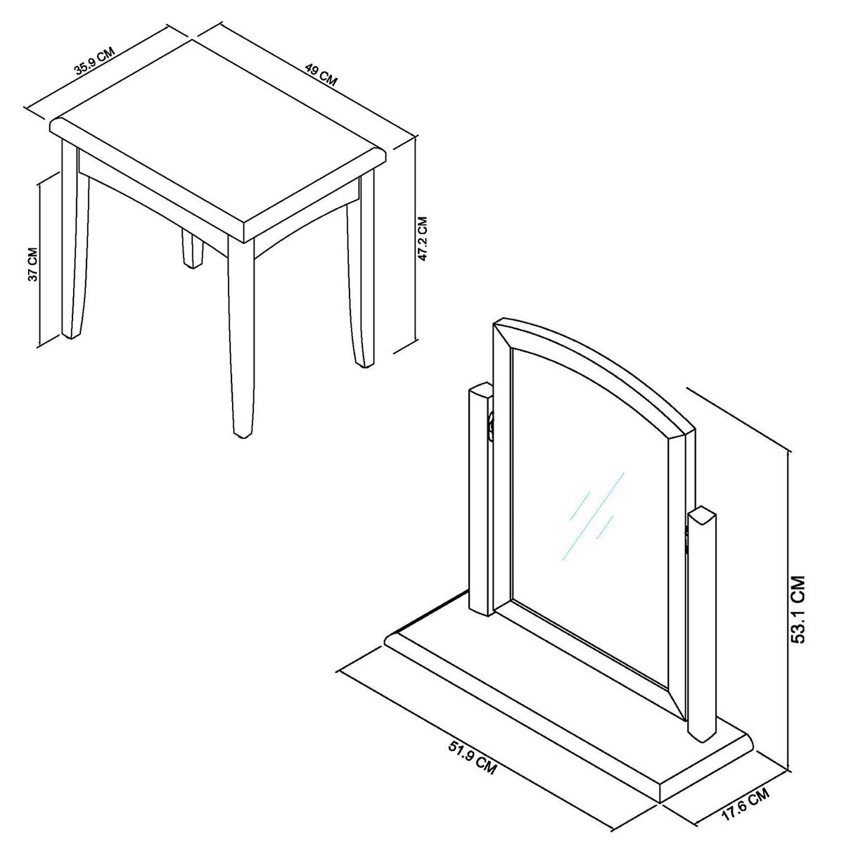 Bentley Designs Whitby Scandi Oak & Soft Grey Dressing Table & Stool
