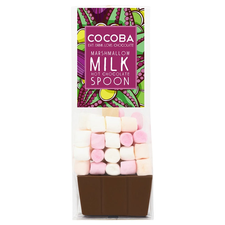 Cocoba Milk Chocolate Hot Chocolate Spoons with Marshmallows, 10 x 50g Cocoba Milk Chocolate Hot Chocolate Spoons with Marshmallows, 10 x 50g