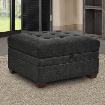 Thomasville Tisdale Dark Grey Fabric Storage Ottoman