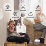 Naturally Sheepskins Long Wool Quad Rug, 180 x 110 cm in Black