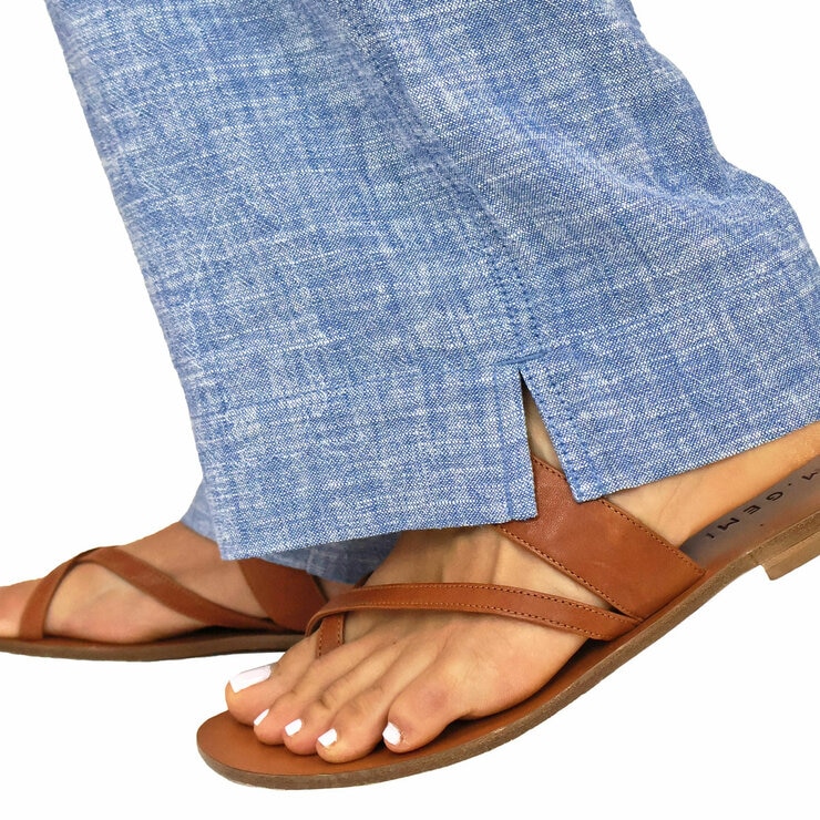 Briggs Ladies Linen Pant in Light Blue