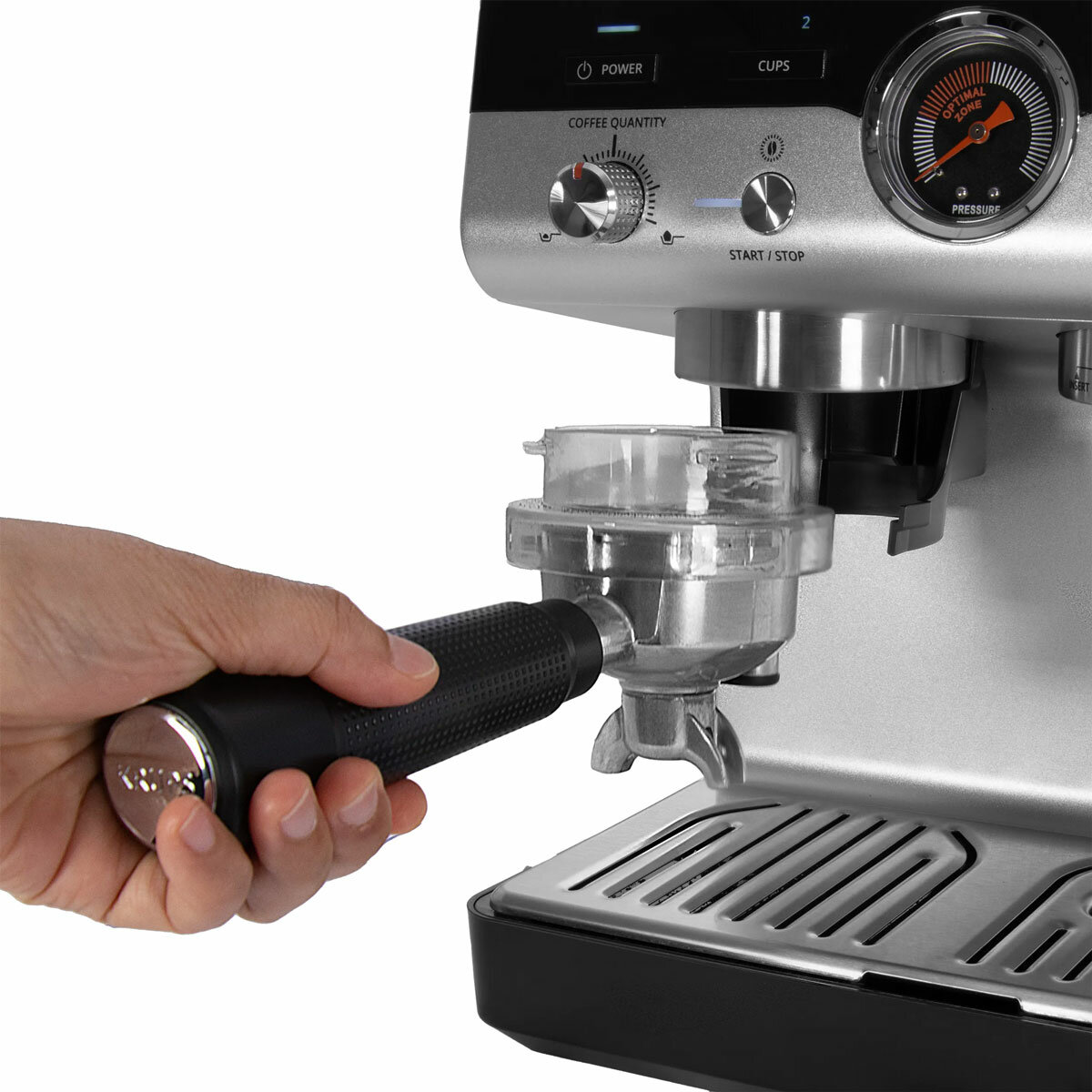 Close up of Krups Precision Coffee Machine's portafilter