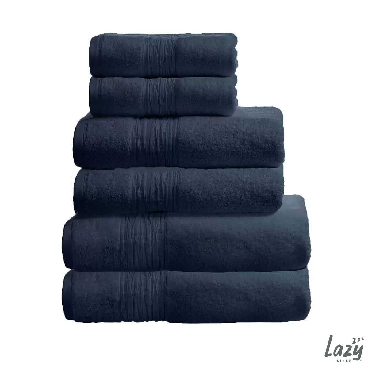 Lazy Linen 6 Piece Bundle 2x Hand Towels, 2x Bath Towels & 2x Bath Sheets, in 3 Colours