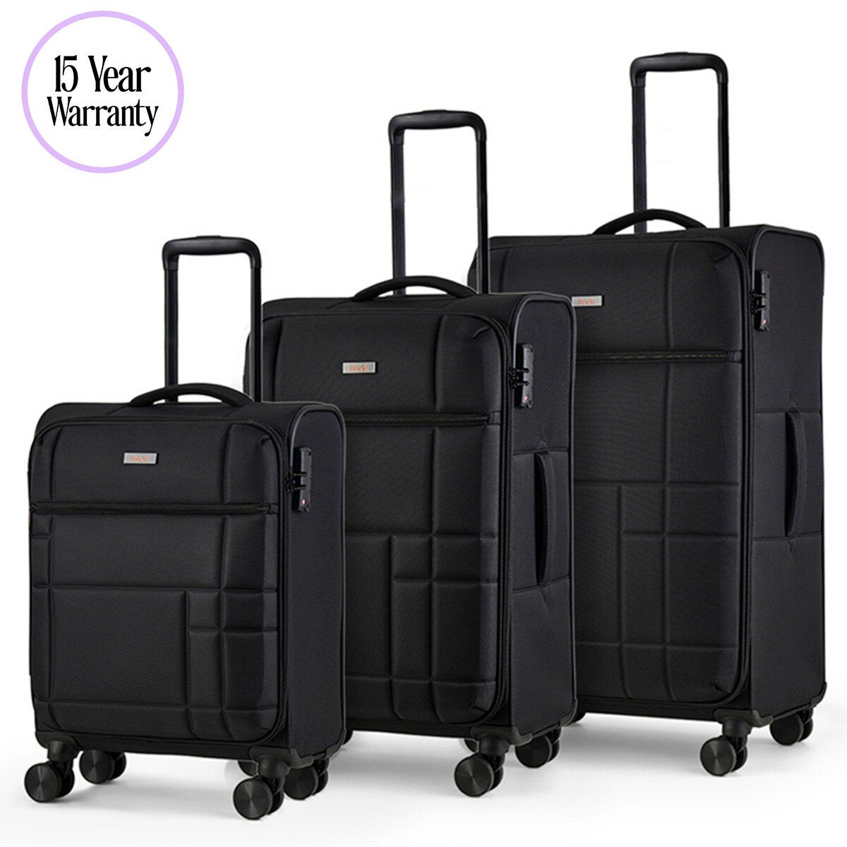 Rock Tokyo Softshell Suitcase 3pc set in Black Rock Tokyo Softshell Suitcase 3pc set in Black