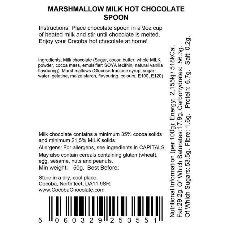 Cocoba Milk Chocolate Hot Chocolate Spoons with Marshmallows , 20 x 50g