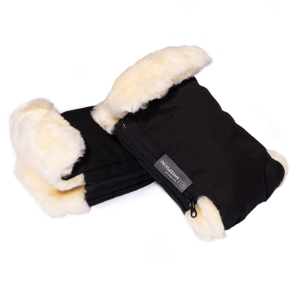 Naturally Sheepskins Merino Sheepkin Stroller Mittens in Black