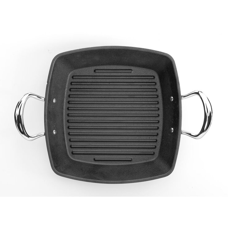 Samuel Groves Britania Cast Iron Double Handled Square Grill, 26cm Samuel Groves Britania Cast Iron Double Handled Square Grill, 26cm