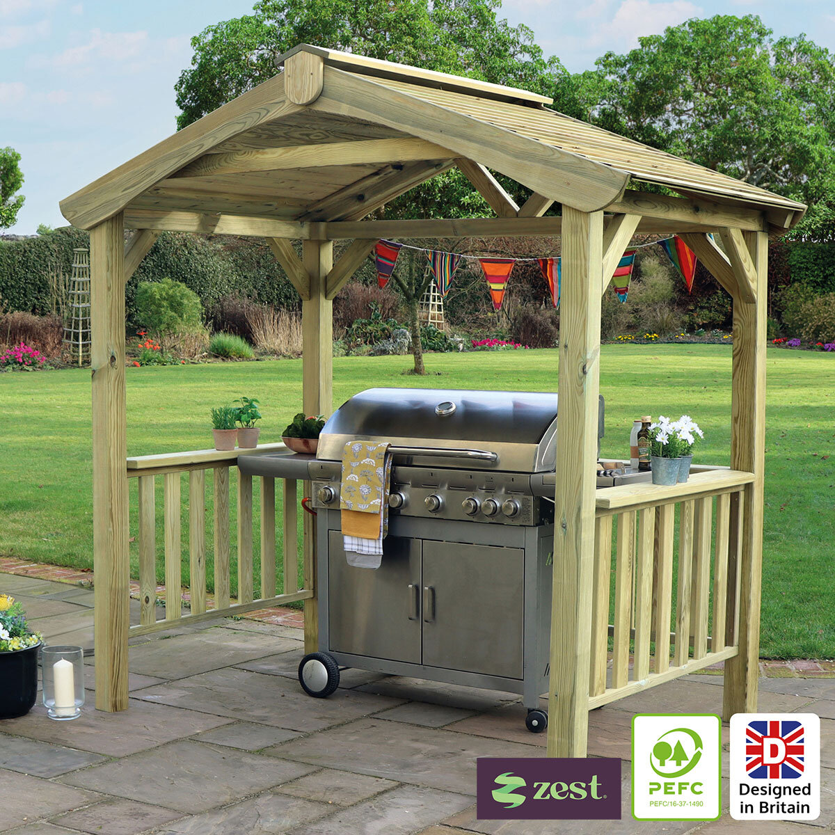 Wooden bbq shelter cheap