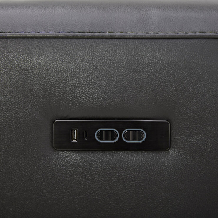 Aiden & Ivy Karson Dark Grey Leather Power Reclining Sectional Sofa