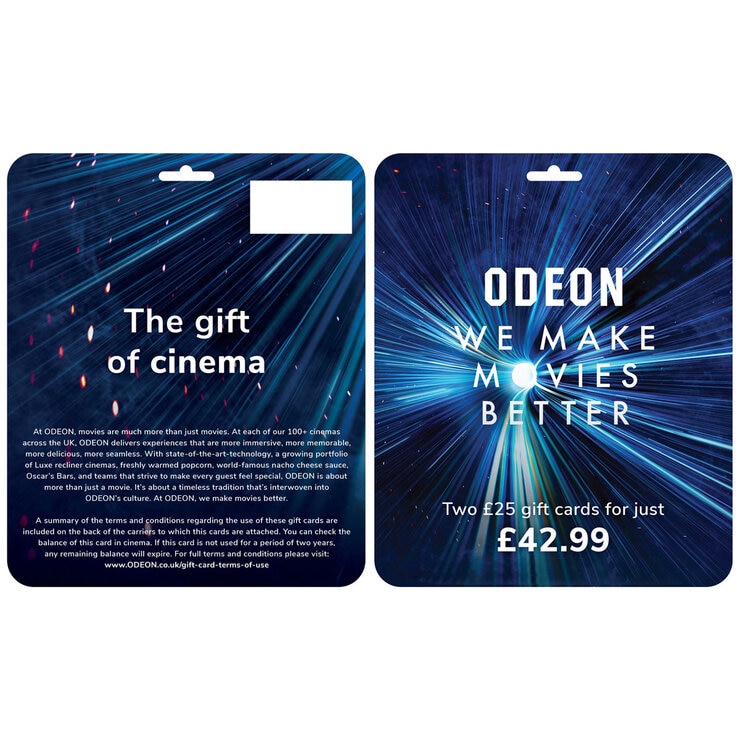 £50 Odeon Cinema Gift Cards Multipack (2 x £25)