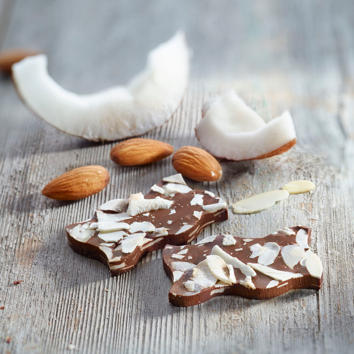 Thins on a Table with Sliced Coconuts