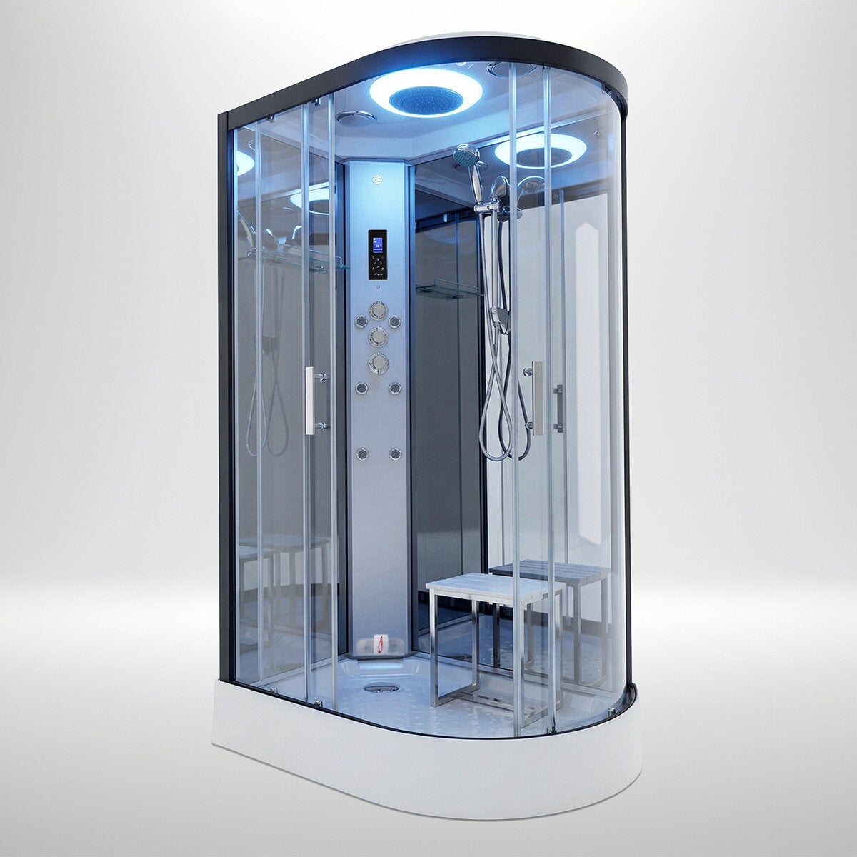 Insignia Diamond 1100mm Offset Quadrant Steam Shower with Black Frame