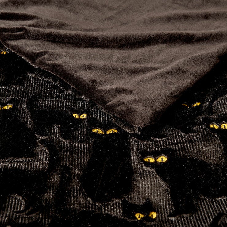 Ashford Home Embroidered Cat Halloween Throw, 152 x 178 cm