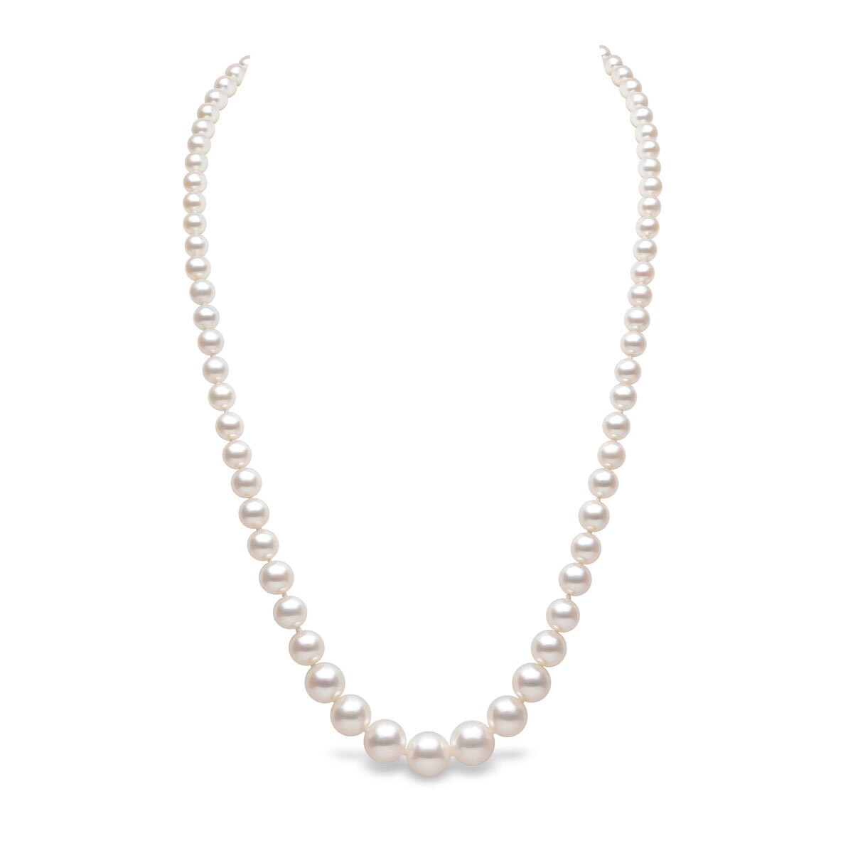 5mm-8mm Freshwater White Pearl Graduated Necklace, 18ct Yellow Gold