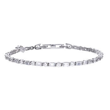 DiamonFire Sterling Silver Cubic Zirconia Baguette and Round Bracelet