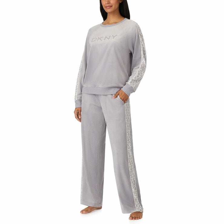 DKNY Women's Plush Lounge Set in Grey DKNY Women's Plush Lounge Set in Grey