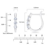 0.50ctw 3 Stone U Hoop Earrings, 14ct White Gold