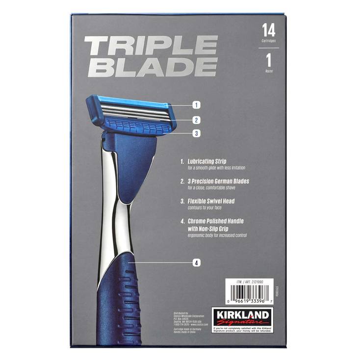 Kirkland Signature Triple Blade Wet Shave Razor with 14 Blades Costco UK