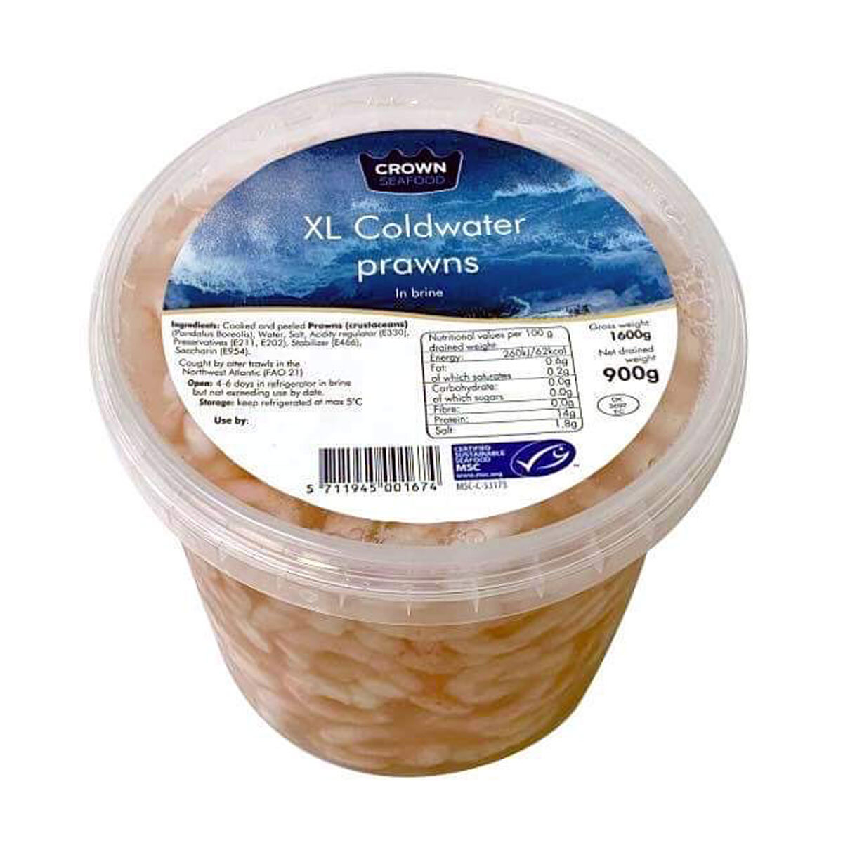 900g pot of XL Coldwater Prawns